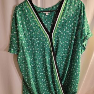Green flowered wrap like shirt